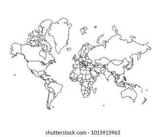 World India outline map. detailed isolated vector country border contour map on white background.