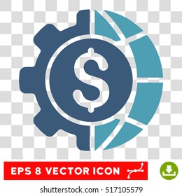 World Industry Finances EPS vector pictogram. Illustration style is flat iconic bicolor cyan and blue symbol.