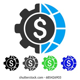 World Industry Finances flat vector pictogram. Colored world industry finances gray, black, blue, green icon variants. Flat icon style for application design.