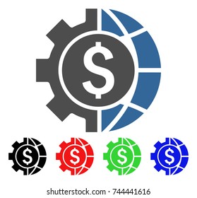 World Industry Finances icon. Vector illustration style is a flat iconic world industry finances symbol with black, red, green, blue color versions. Designed for web and software interfaces.