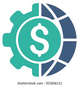 World Industry Finances vector icon. Style is bicolor flat symbol, cobalt and cyan colors, rounded angles, white background.