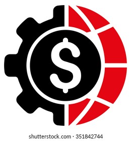 World Industry Finances vector icon. Style is bicolor flat symbol, intensive red and black colors, rounded angles, white background.