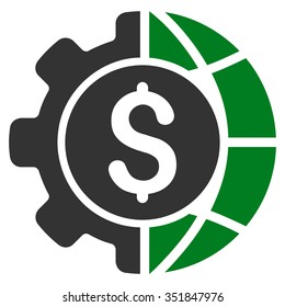 World Industry Finances vector icon. Style is bicolor flat symbol, green and gray colors, rounded angles, white background.