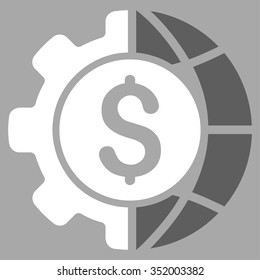 World Industry Finances vector icon. Style is bicolor flat symbol, dark gray and white colors, rounded angles, silver background.