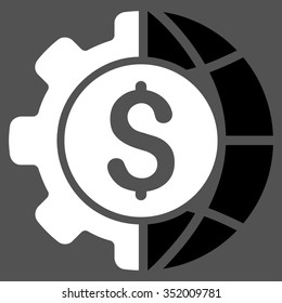 World Industry Finances vector icon. Style is bicolor flat symbol, black and white colors, rounded angles, gray background.