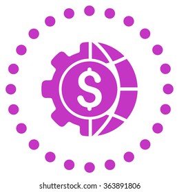 World Industry Finances vector icon. Style is flat circled symbol, violet color, rounded angles, white background.