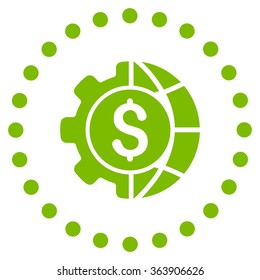 World Industry Finances vector icon. Style is flat circled symbol, eco green color, rounded angles, white background.