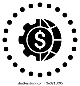World Industry Finances vector icon. Style is flat circled symbol, black color, rounded angles, white background.