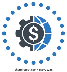 World Industry Finances vector icon. Style is bicolor flat circled symbol, smooth blue colors, rounded angles, white background.