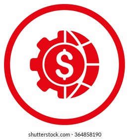 World Industry Finances vector icon. Style is flat circled symbol, red color, rounded angles, white background.