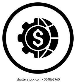 World Industry Finances vector icon. Style is flat circled symbol, black color, rounded angles, white background.
