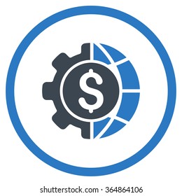 World Industry Finances vector icon. Style is bicolor flat circled symbol, smooth blue colors, rounded angles, white background.