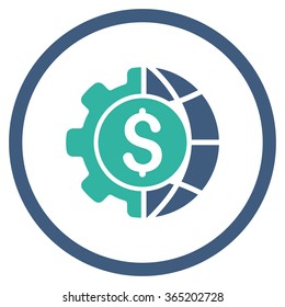 World Industry Finances vector icon. Style is bicolor flat circled symbol, cobalt and cyan colors, rounded angles, white background.