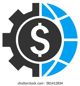 World Industry Finances vector icon. Style is bicolor flat symbol, blue and gray colors, white background.