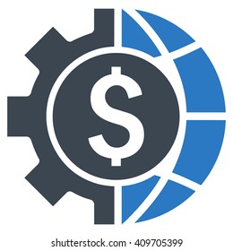 World Industry Finances vector icon. Style is bicolor flat symbol, smooth blue colors, white background.