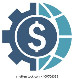 World Industry Finances vector icon. Style is bicolor flat symbol, cyan and blue colors, white background.