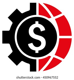 World Industry Finances vector icon. Style is bicolor flat symbol, intensive red and black colors, white background.