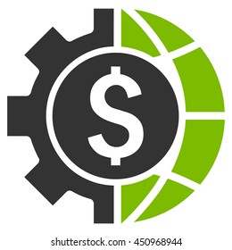 World Industry Finances vector icon. Style is bicolor flat symbol, eco green and gray colors, white background.
