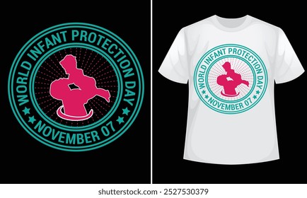 World Infant protection day design for t-shirt, cards, frame artwork, bags, mugs, stickers,  icon, banner, poster etc. Fully Editable Print Ready Template - Vector.