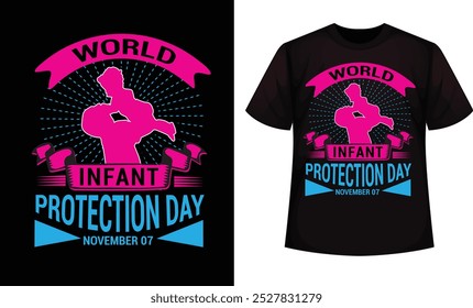 World Infant Protection Day typography design for t-shirt, cards, frame artwork, bags, mugs, stickers, banner, poster, icon etc. Fully Editable Print Ready Template - Vector.