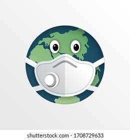 the world infected by the coronavirus earth with a mask