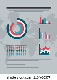 world infographic card with charts