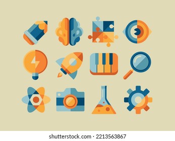 World Innovation and Creativity Day Icon Set.