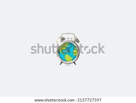 The world inside the watch. Earth Hour concept. world environment day. vector earth with alarm clock.