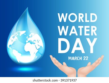 World inside water with text over the Hand.Vector