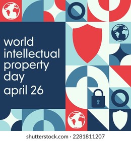 World Intellectual Property Day. April 26. Holiday concept. Template for background, banner, card, poster with text inscription. Vector EPS10 illustration