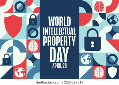 World Intellectual Property Day. April 26. Holiday concept. Template for background, banner, card, poster with text inscription. Vector EPS10 illustration