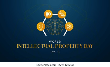 World intellectual property day background illustration. Commemorate every year on April 26th. Suitable For Banners, web, greeting cards etc