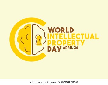 World Intellectual Property Day design vector. April 26. Brain icon. Keyhole icon. Line. Flat design vector. Poster, banner, card, background. Eps 10.