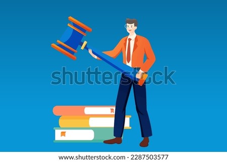 World Intellectual Property Day with fair scales and gavel in the background, vector illustration