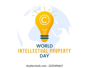 World Intellectual Property Day Illustration with Creativity and Light Bulb Idea for Web Banner or Landing Page in Flat Cartoon Hand Drawn Templates