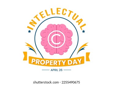 World Intellectual Property Day Illustration with Creativity and Light Bulb Idea for Web Banner or Landing Page in Flat Cartoon Hand Drawn Templates