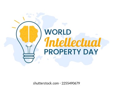 World Intellectual Property Day Illustration with Creativity and Light Bulb Idea for Web Banner or Landing Page in Flat Cartoon Hand Drawn Templates