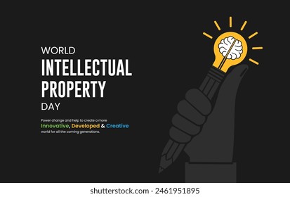 World Intellectual Property Day, World IP Day, banner, poster, social media post, vector illustration, awareness, 30 March, observance, international, typography, web banner, brochure, flyer