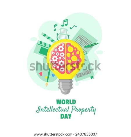 World Intellectual Property Day poster with light bulbs and various kinds of intellectual property works