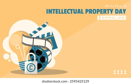 World Intellectual Property Day Template. Copyright in the film industry. Copy space area