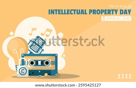 World Intellectual Property Day Template. Copyright in the music industry. Copy space area