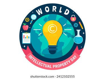 World Intellectual Property Day Vector Illustration on 26 April with Brain and Light Bulb for Innovation and Ideas Creativity Concept Background