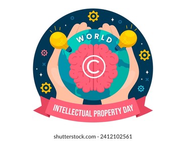 World Intellectual Property Day Vector Illustration on 26 April with Brain and Light Bulb for Innovation and Ideas Creativity Concept Background