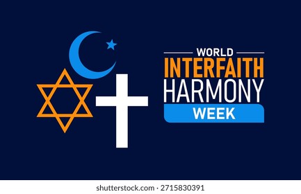 Semana Mundial de la Armonía Interreligiosa Póster Anuncio y Diseño de Fondo Plantilla con Globo y Símbolos Religiosos Ilustración para la Paz Unidad Respeto y Entendimiento Cultural Tema de Concienciación