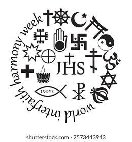 World Interfaith Harmony Week vector illustration, banner card , t-shirt design