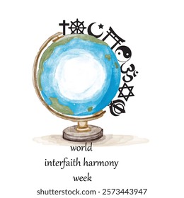 World Interfaith Harmony Week vector illustration, banner card , t-shirt design