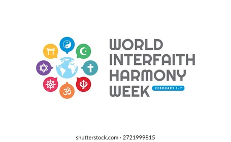 Diseño plano del Vector de la Semana Mundial de la Armonía Interreligiosa