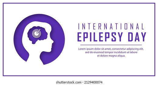 World International Epilepsy Day. White banner with a silhouette of a girl. Vector illustration in paper cut style