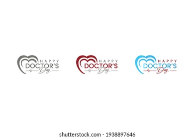 World, international happy Doctor's Day flat vector logo design