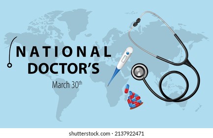 World, international or world happy Doctor's Day flat vector logo design, love heart doctors day 2022